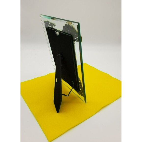 NWOT Glass Bronze Metal Fan Ornamental Scrolls Photo Frame w/Citrone Rhinestones - Picture 10 of 14